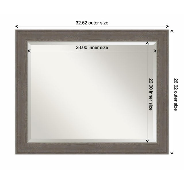 Amanti Art Alta Brown Grey Framed Wall Mirror - 20.62 x 24.62 in