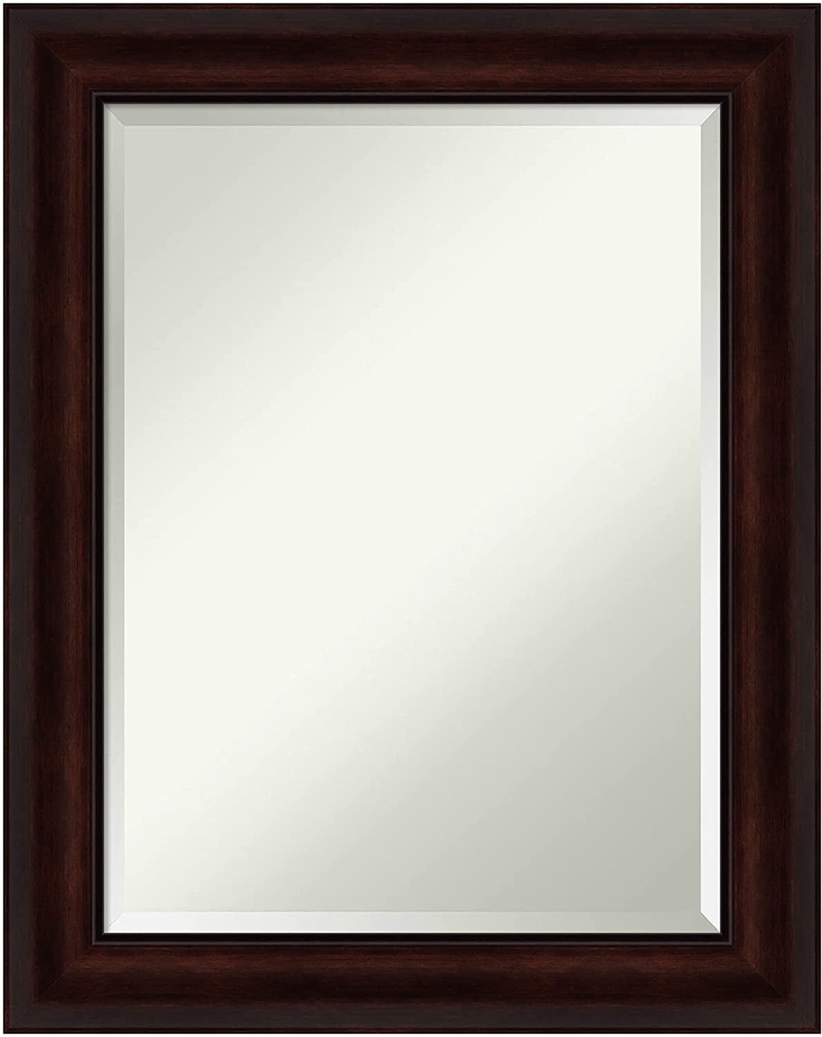 Amanti Art Beveled Bathroom Wall Mirror - Coffee Bean Brown Frame - Coffee Bean Brown Outer Size: 23 x 29 in