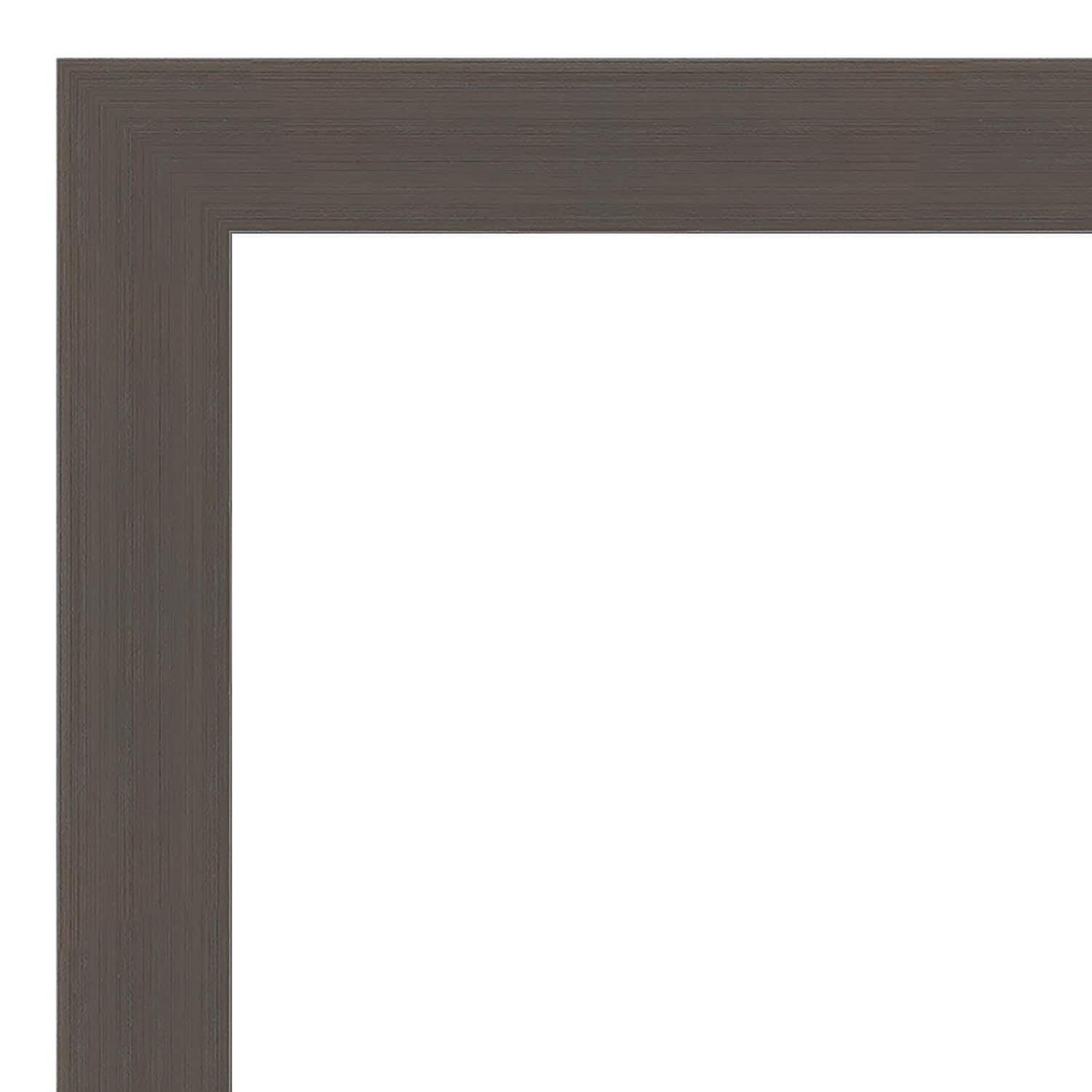 Amanti Art Beveled Bathroom Wall Mirror - Brushed Pewter Frame - Brushed Pewter Outer Size: 24 x 24 in