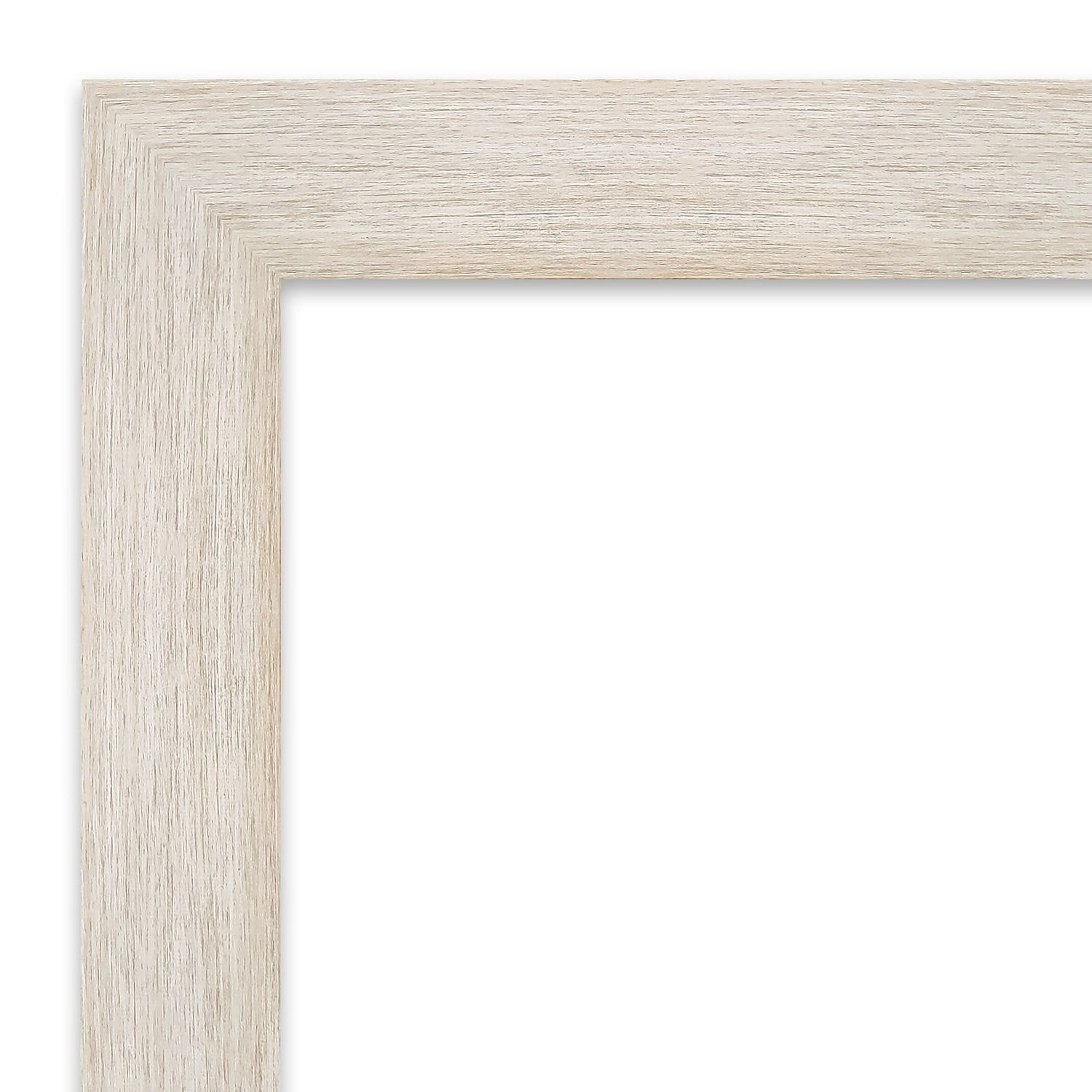 Amanti Art Beveled Wood Bathroom Wall Mirror - Hardwood Whitewash Frame - Hardwood White Wash Outer Size: 41 x 29 in