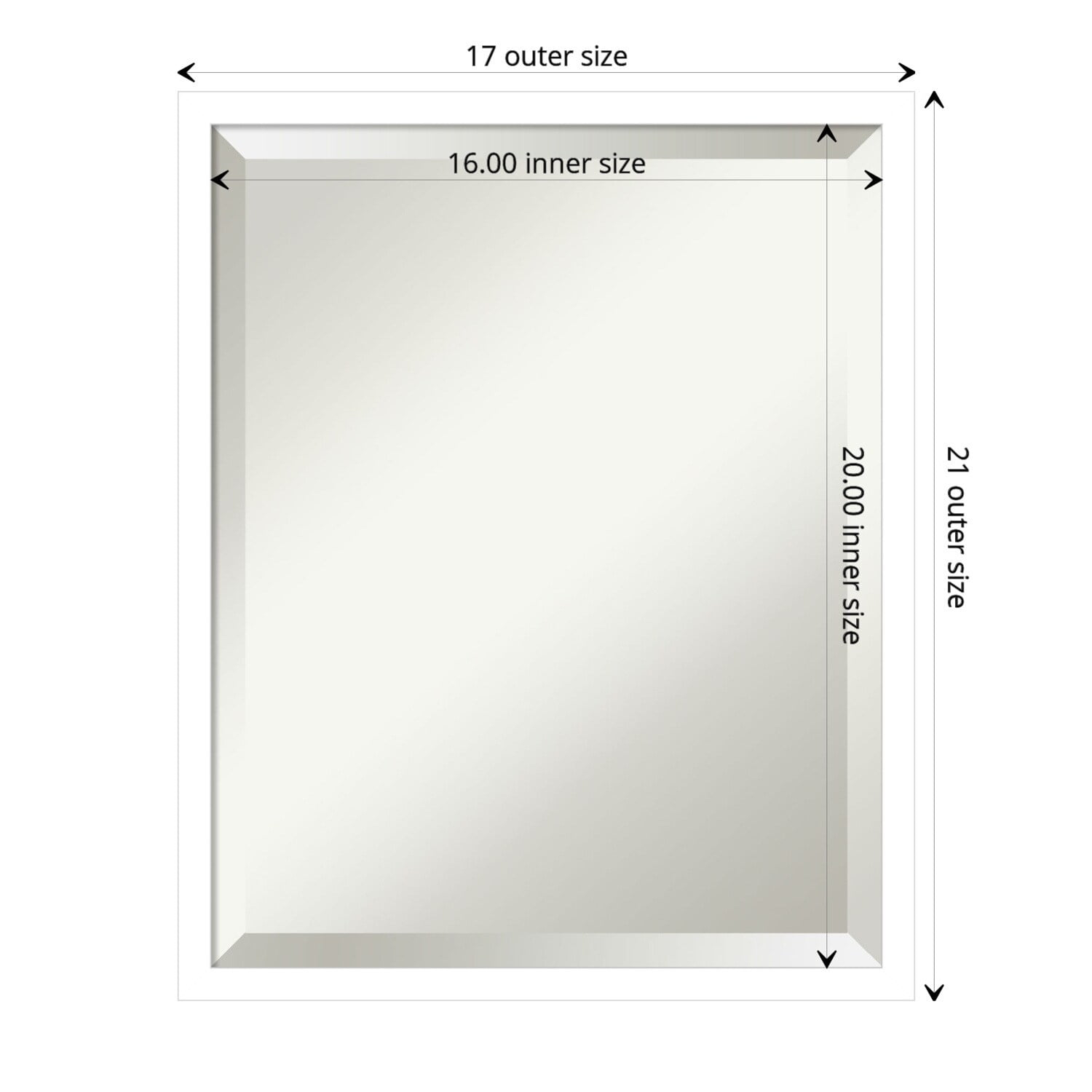 Amanti Art Beveled Wood Bathroom Wall Mirror - Svelte Frame Svelte White Outer Size: 17 x 21 in White