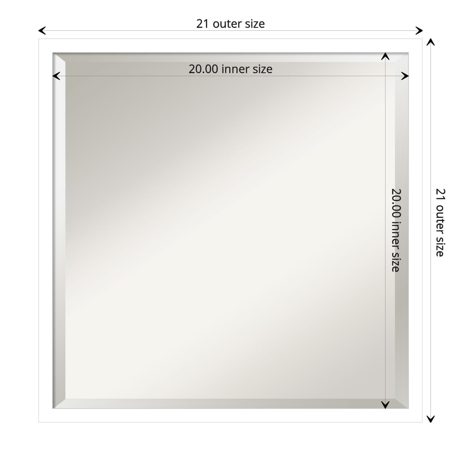 Amanti Art Beveled Wood Bathroom Wall Mirror - Svelte Frame Svelte White Outer Size: 21 x 21 in White