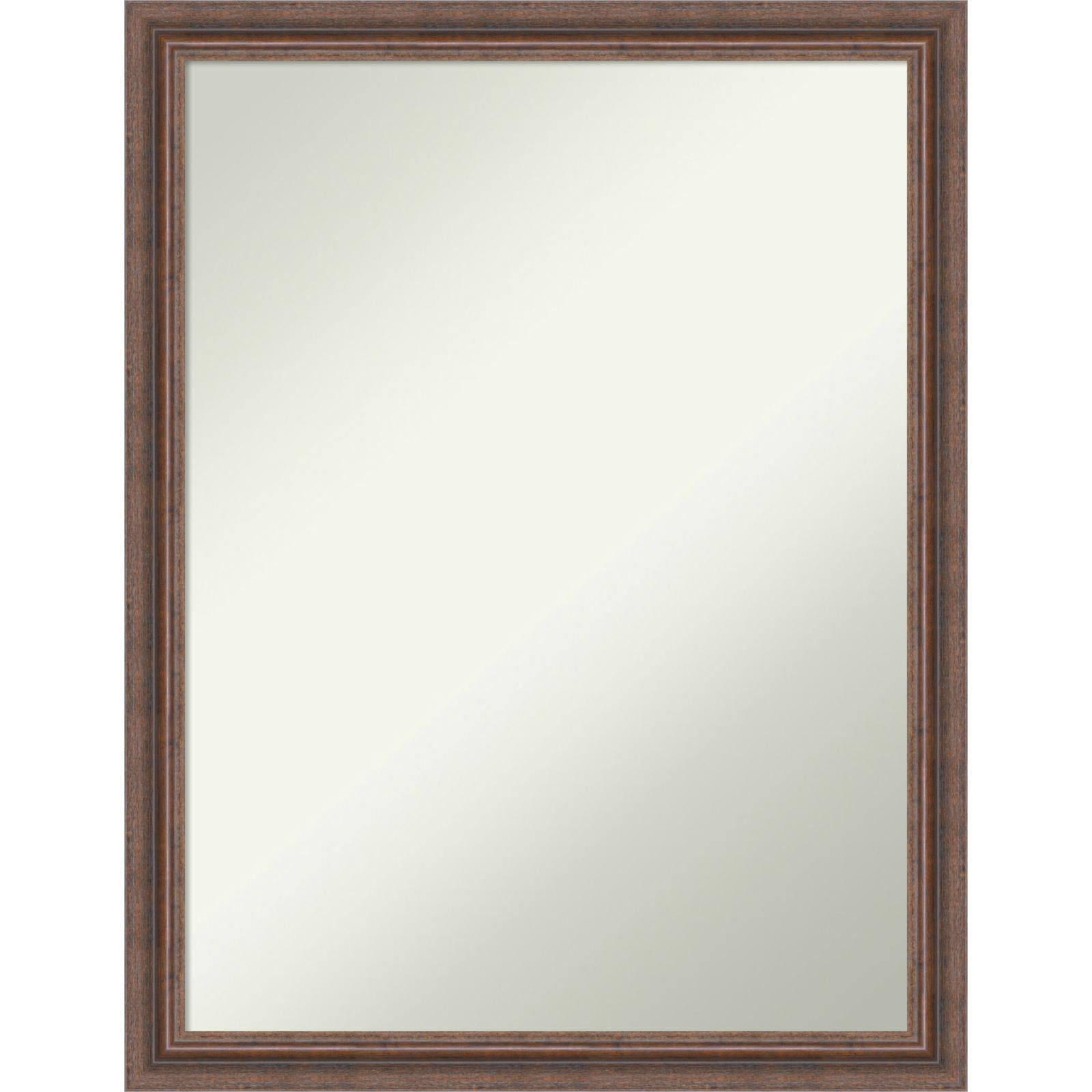 Amanti Art Distressed Rustic Brown Wood Framed Non-Beveled Bathroom Vanity Wall Mirror - 20.5 x 26.5 in