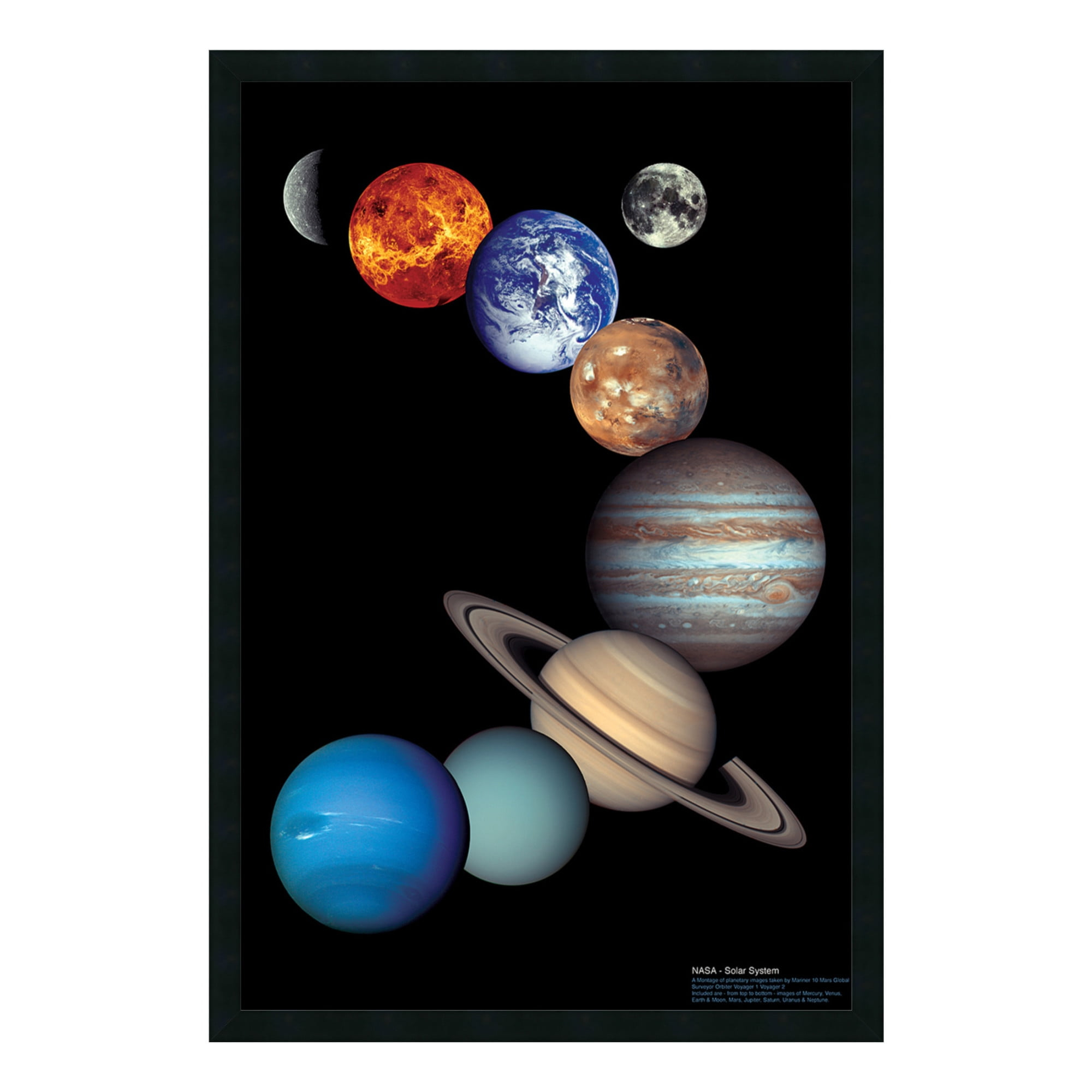 Amanti Art NASA Solar System Framed Wall Art Print (25 in. W x 37 in. H), Simply Satin Black Frame