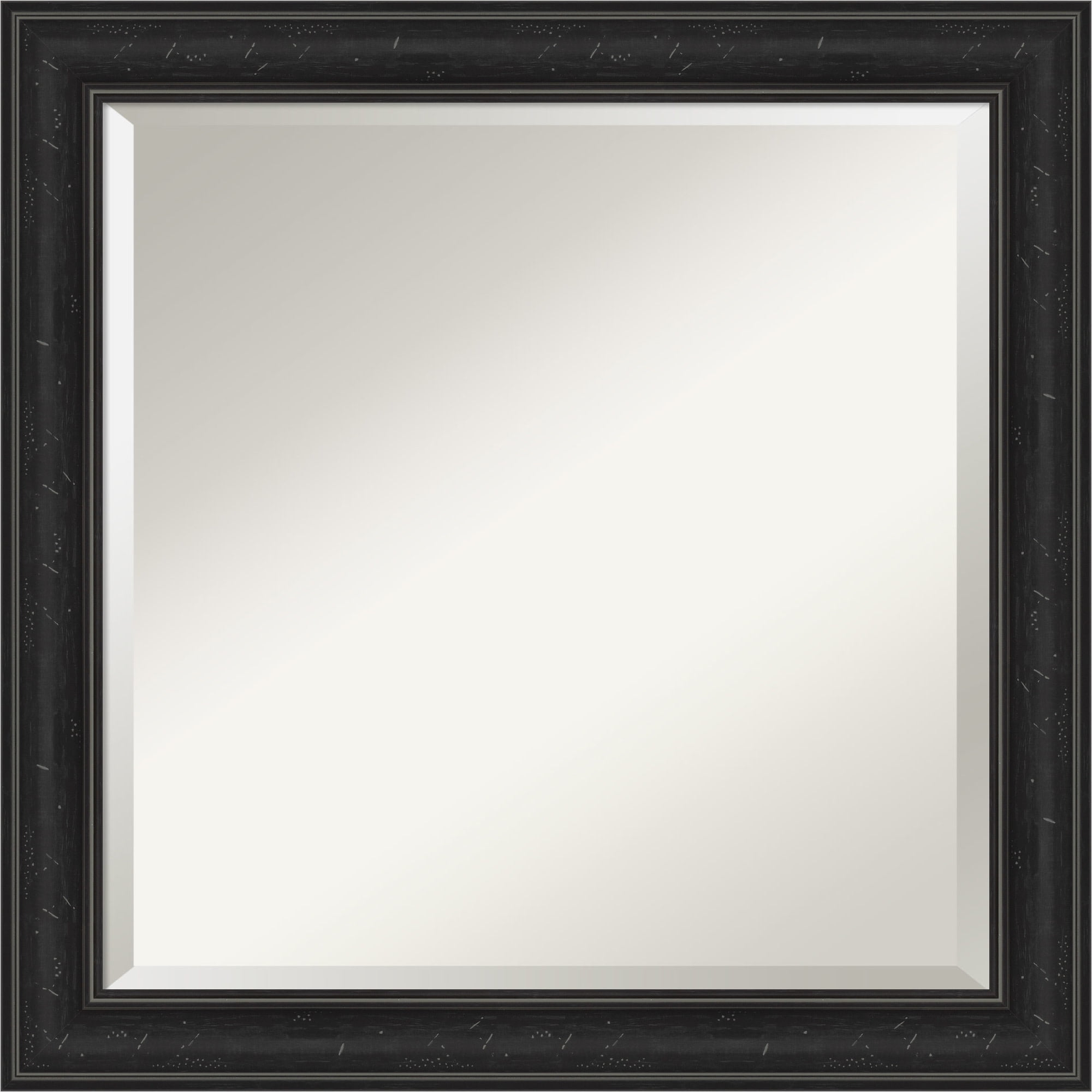 Amanti Art Beveled Bathroom Wall Mirror - Shipwreck Black Narrow Frame Outer Size: 24 x 24 in