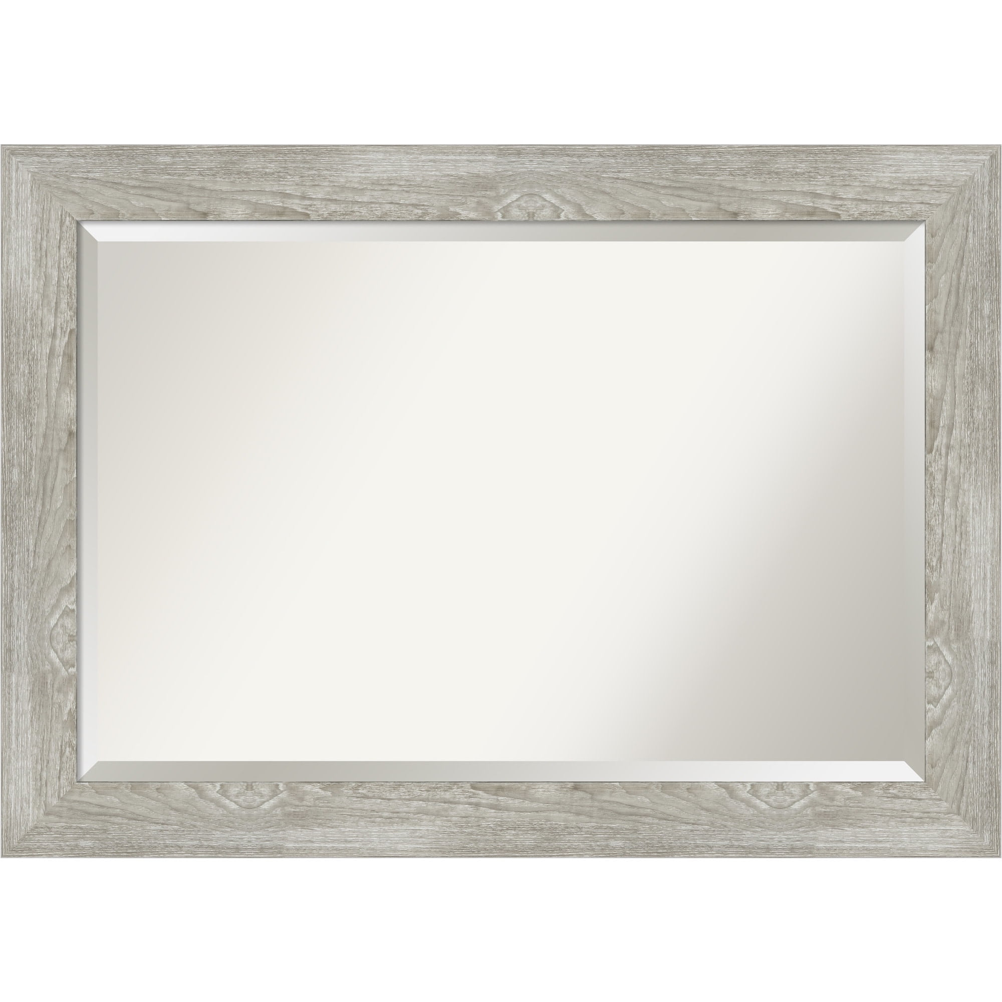 Amanti Art Beveled Bathroom Wall Mirror - Dove Greywash Frame Outer Size: 42 x 30 in
