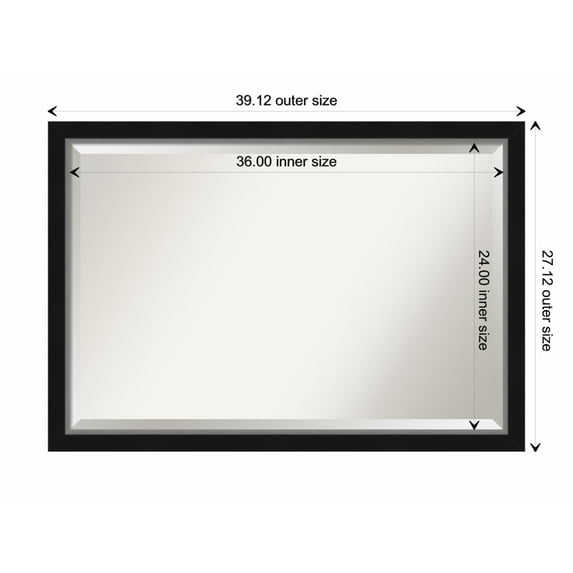 Amanti Art Eva Black Silver Narrow Framed Wall Mirror - 19.12 x 23.12 in