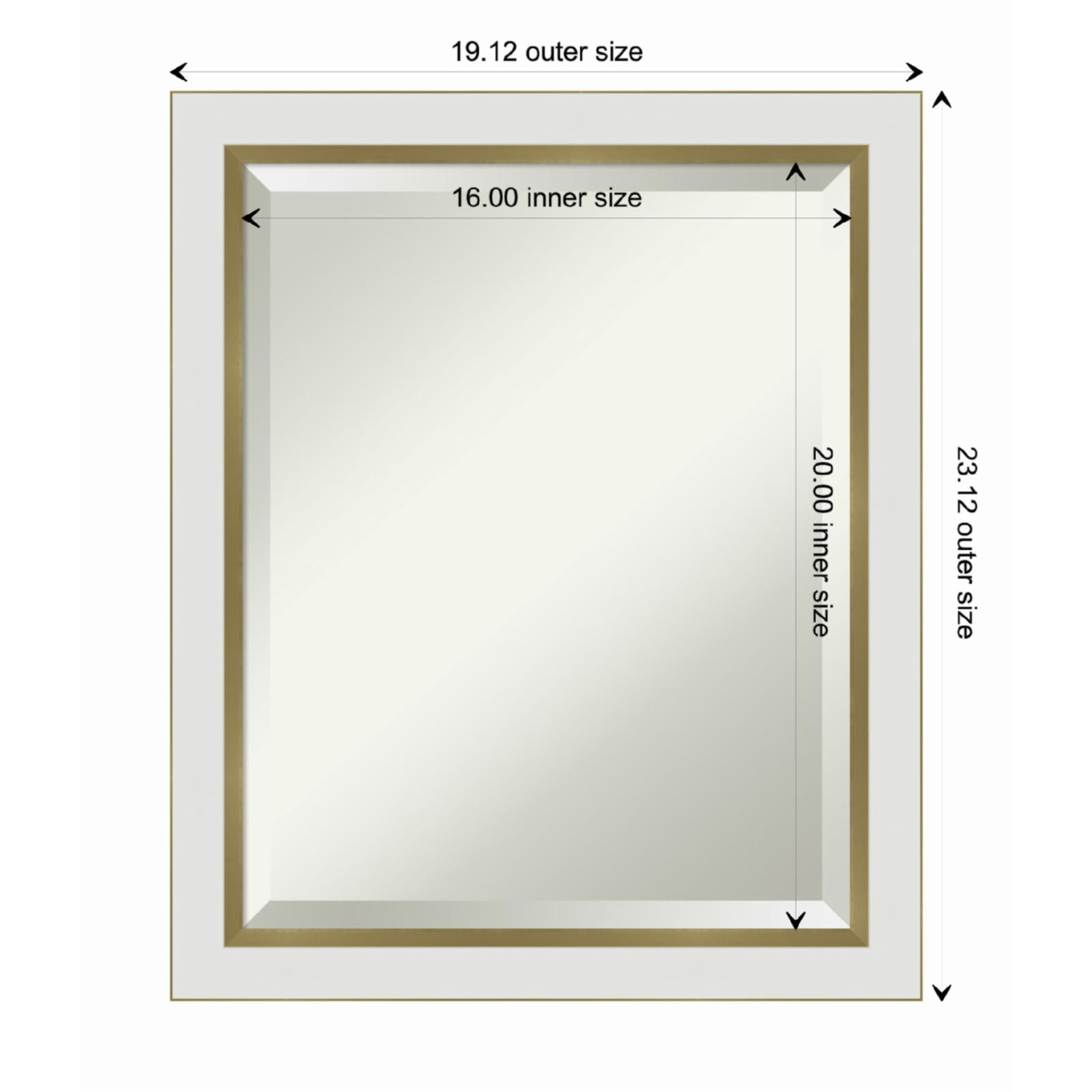 Amanti Art Eva White Gold Narrow Framed Wall Mirror - 19.12 x 23.12 in
