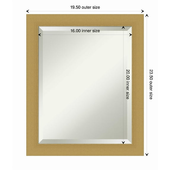 Amanti Art Grace Brushed Gold Framed Wall Mirror - 19.50 x 23.50 in