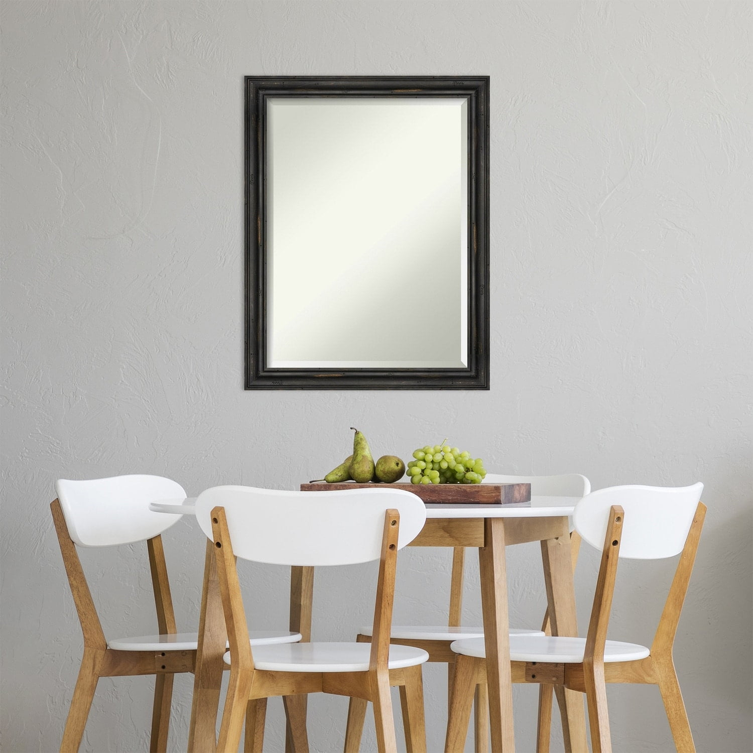Amanti Art Beveled Wood Wall Mirror - Rustic Pine Black Narrow Frame Rustic Pine Black Narrow Outer Size: 21 x 27 in