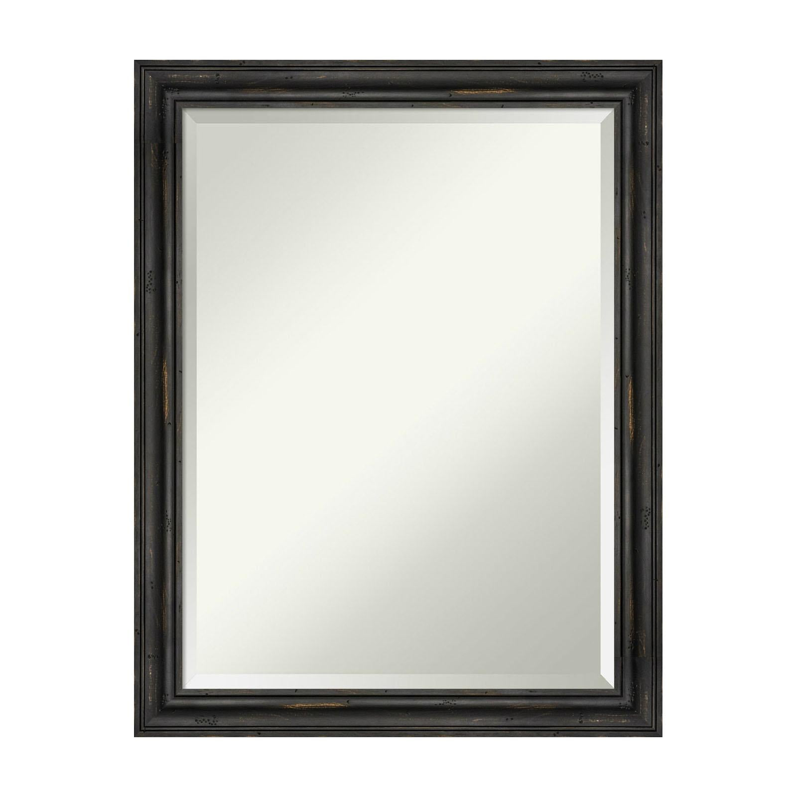 Amanti Art Beveled Wood Wall Mirror - Rustic Pine Black Narrow Frame Rustic Pine Black Narrow Outer Size: 21 x 27 in