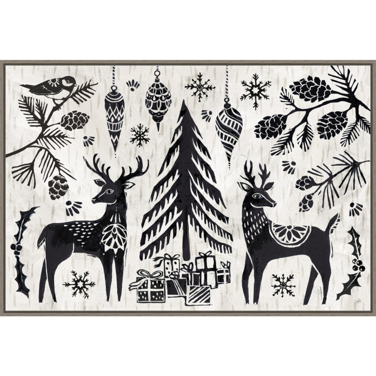 Amanti Art Woodcut Christmas I Framed Canvas Wall Art Print
