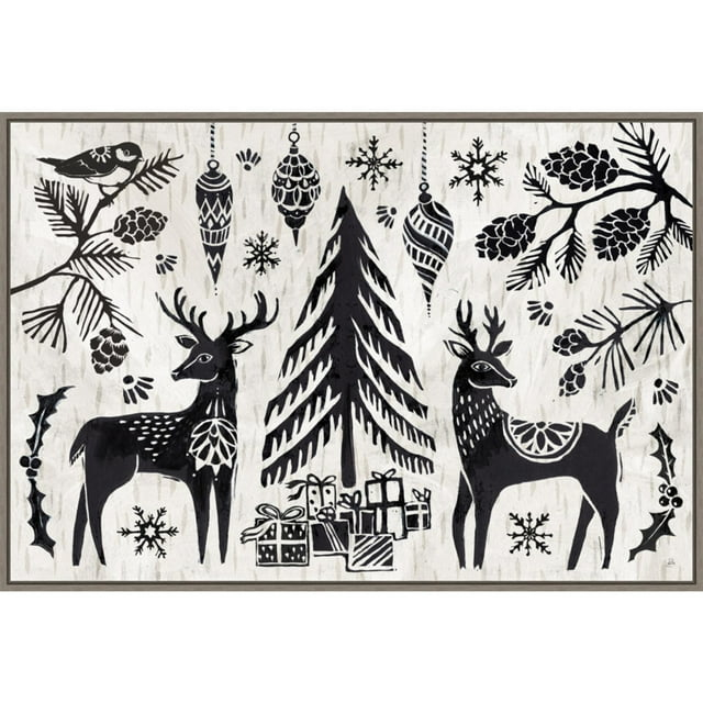 Amanti Art Woodcut Christmas I Framed Canvas Wall Art Print