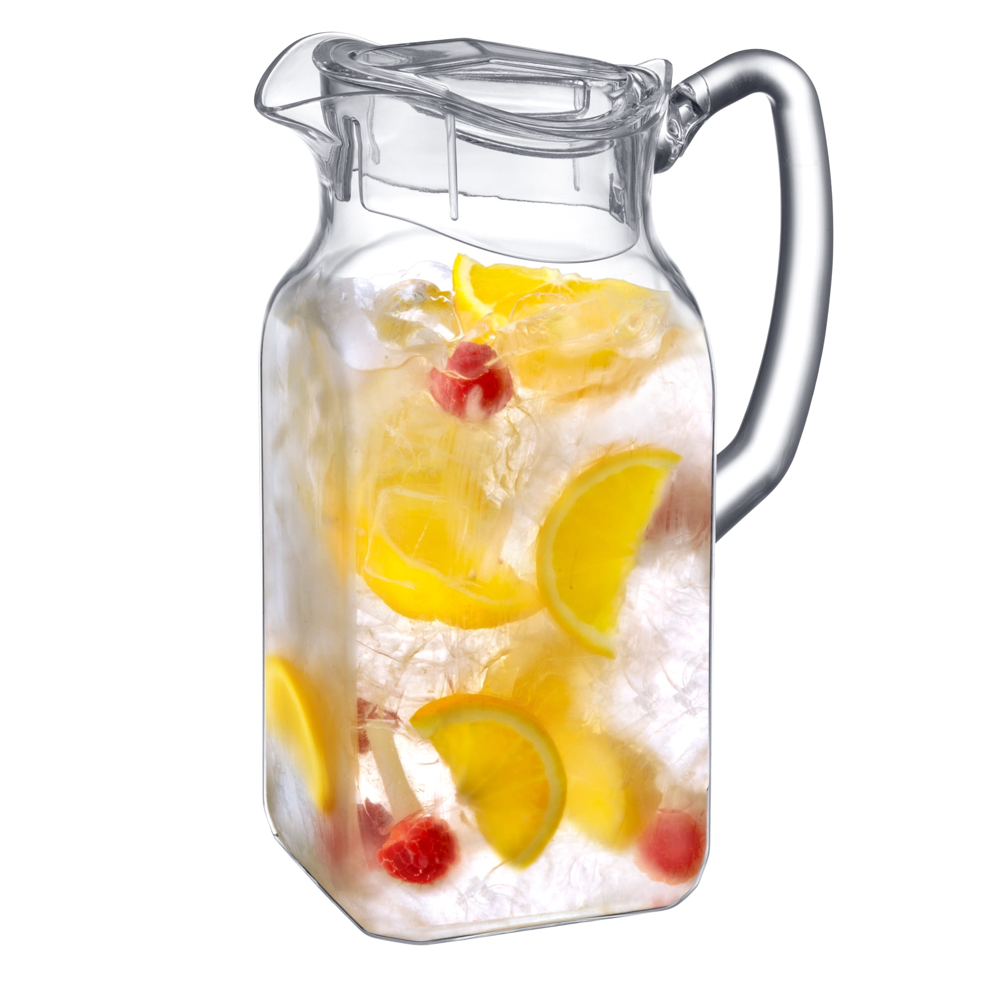 Amazing Abby - Quadly - Plastic Pitcher (64 oz, 2 Quart), Clear Water Pitcher with Lid, Fridge Jug, BPA-Free, Shatter-Proof, Great for Iced Tea, Sangria, Lemonade, Juice, Milk, and More