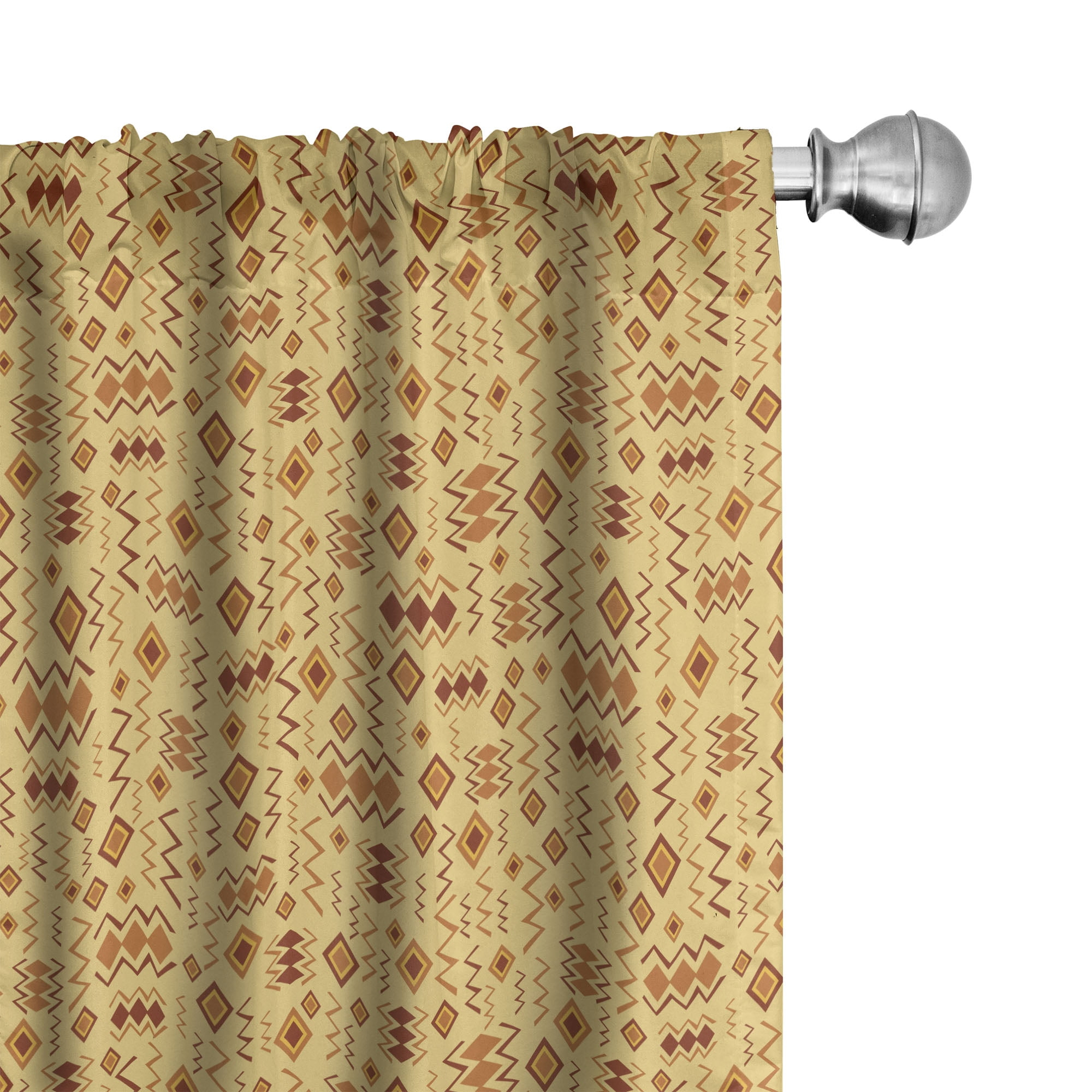 Ambesonne African Curtains, Random Doodles, Pair of 28"x84", Brown Marigold Mustard