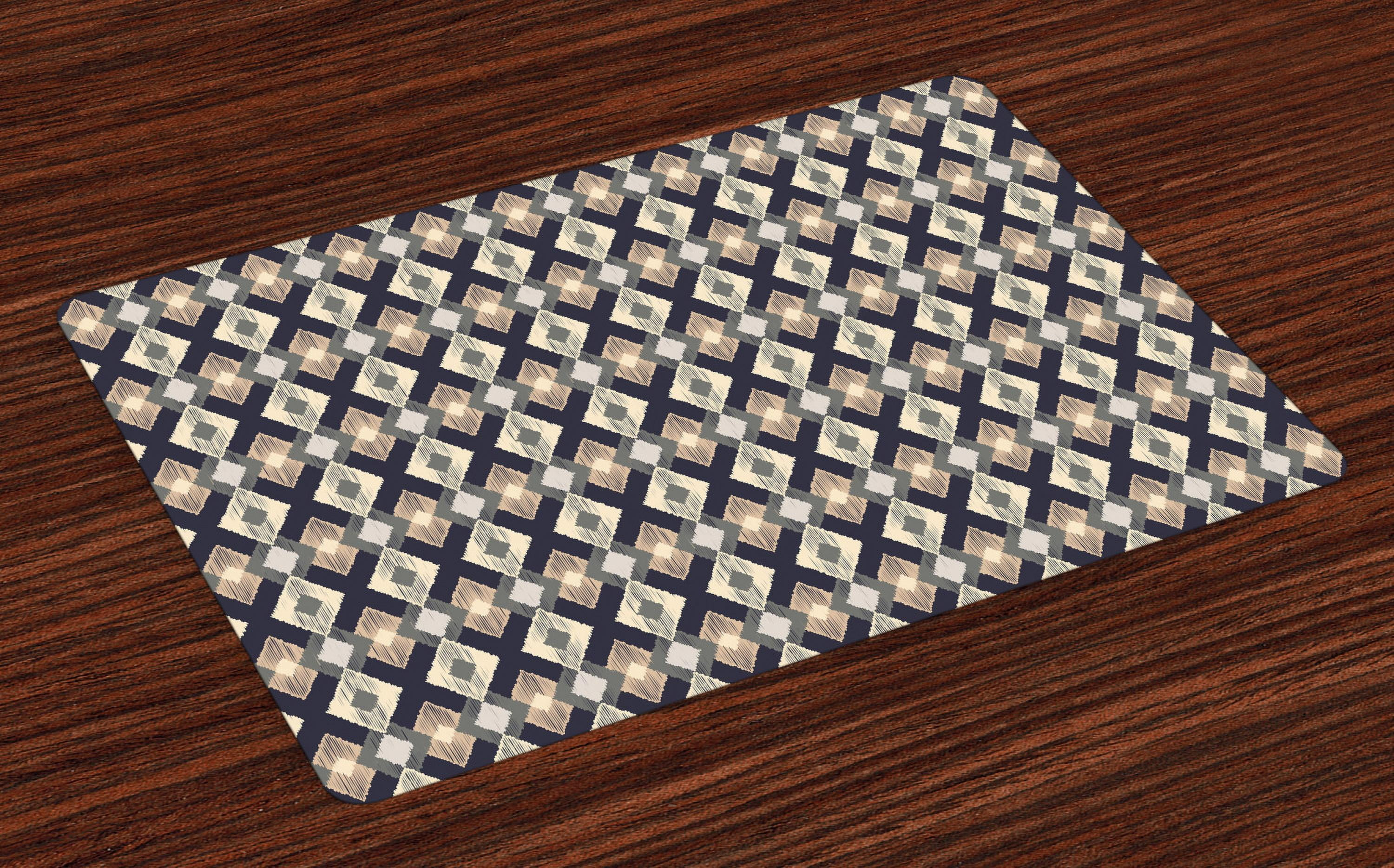 Ambesonne Boho Place Mats Set of 4, Ikat Style, Standard Size, Multicolor