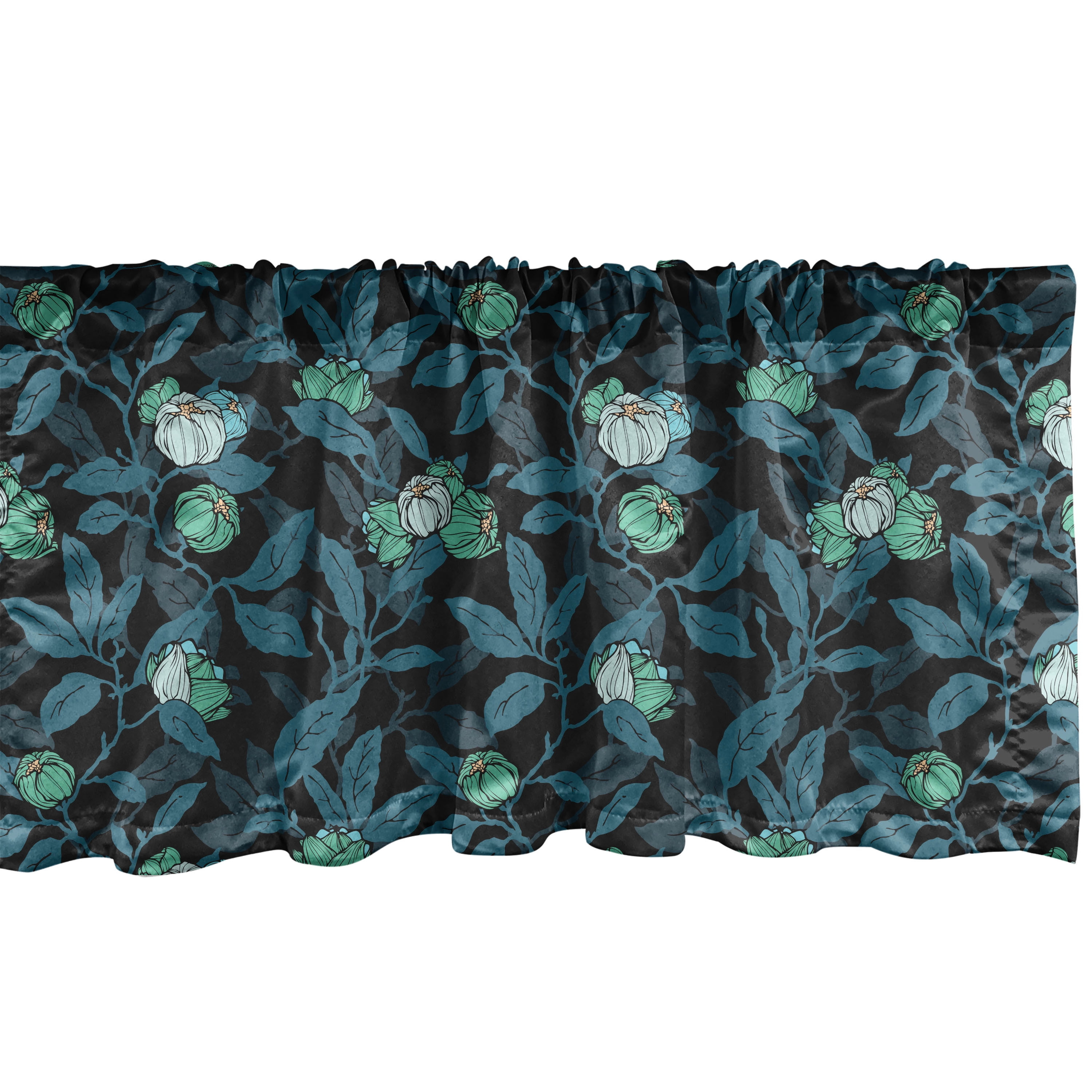 Floral Sateen Ruffled 54'' W Window Valance in