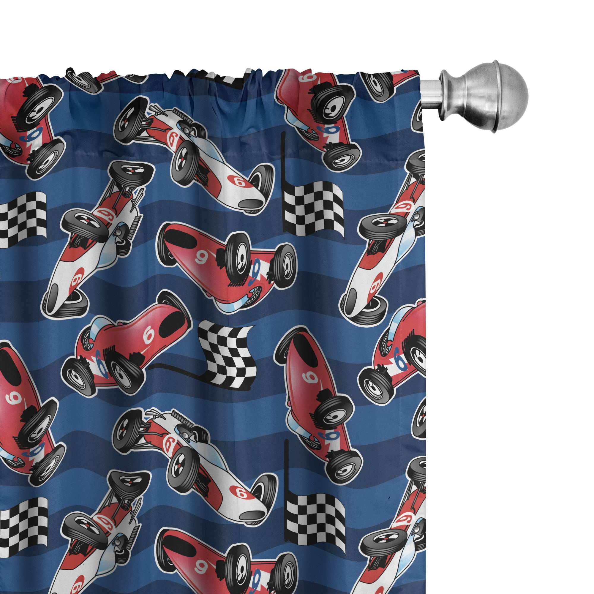 Ambesonne Cars Curtains, Racing Automobile Sports, Pair of 28"x63", Navy Blue Red Black