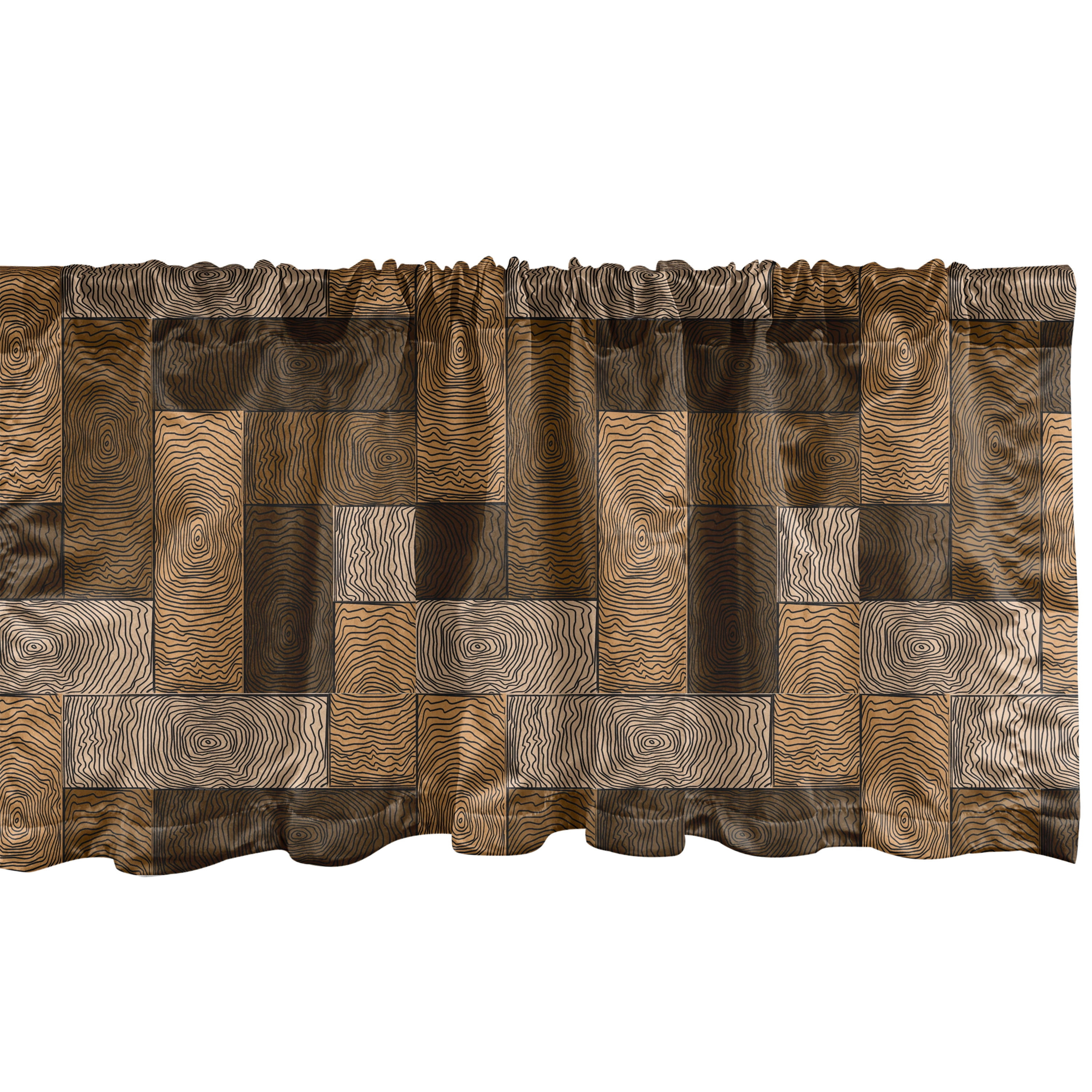 Ambesonne Chocolate Window Valance, Wooden Parquet Motif, 54" X 12", Beige Pale Brown