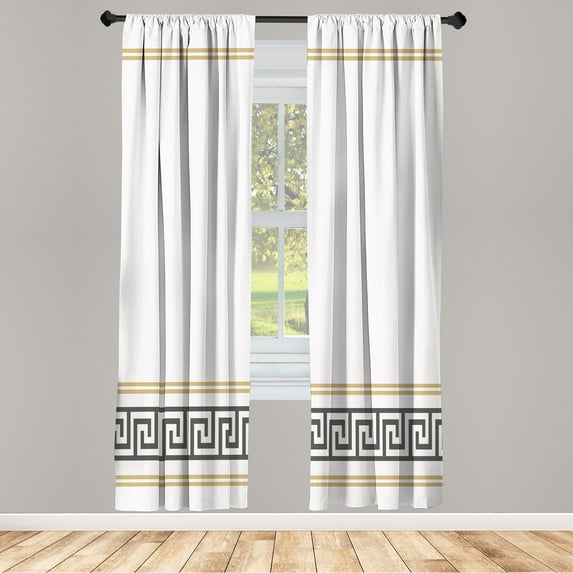 Ambesonne Curtains, Pair of 28"x63", Dark Grey White and Ecru