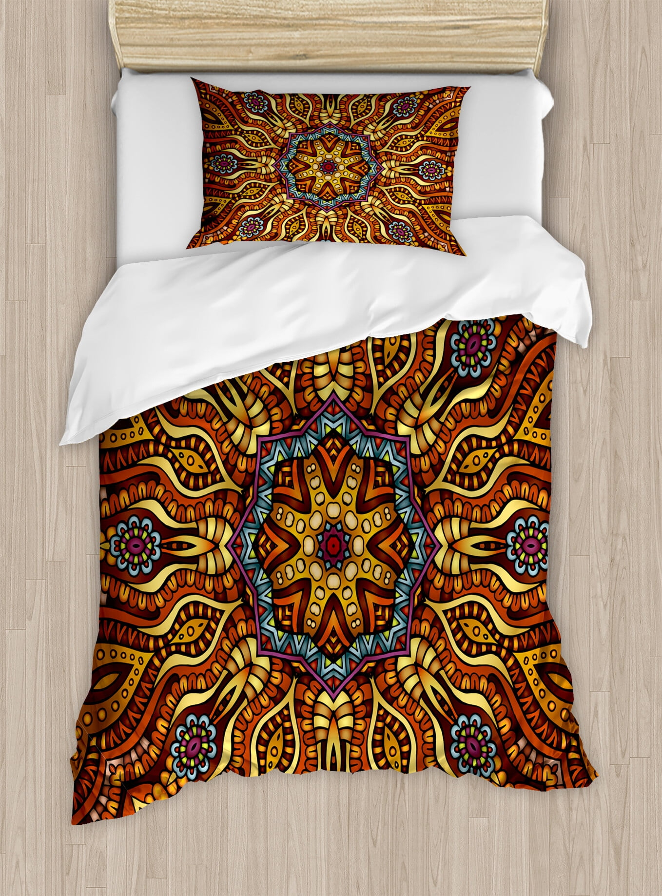 India Ethnic Eclectic Floral Duvet Cover Set