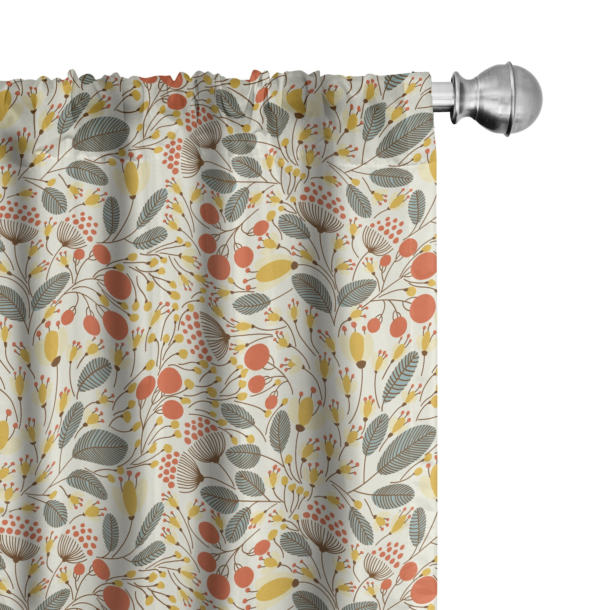 Ambesonne Floral Curtains, Hand Drawn Style Growth, Pair of 28"x84", Multicolor