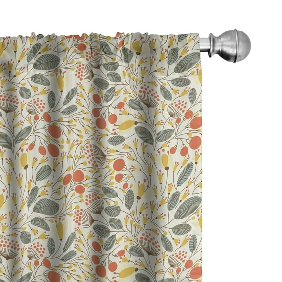 Ambesonne Floral Curtains, Hand Drawn Style Growth, Pair of 28"x84", Multicolor