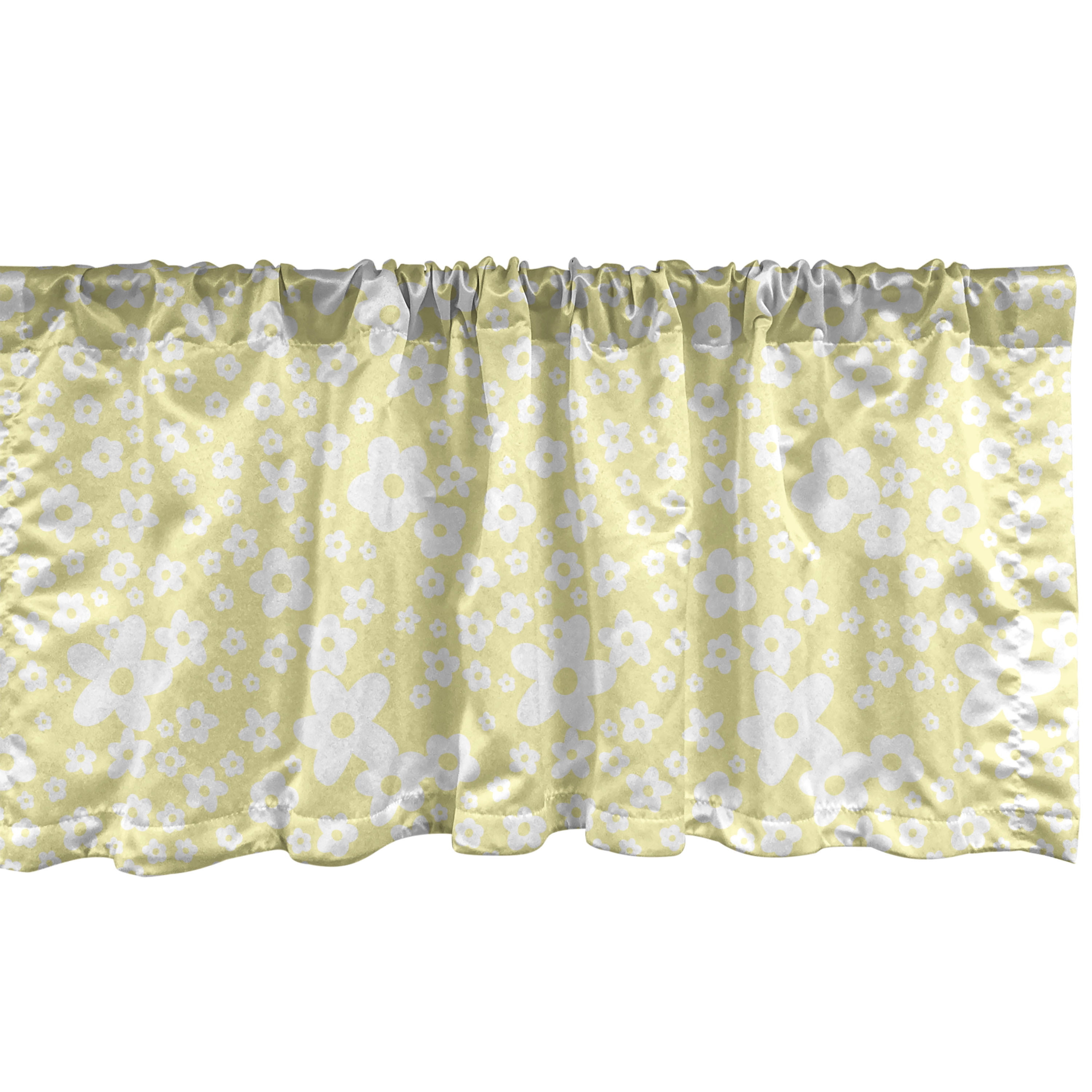 Floral Sateen Ruffled 54'' W Window Valance in