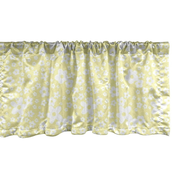 Ambesonne Floral Sateen Ruffled 54'' W Window Valance in