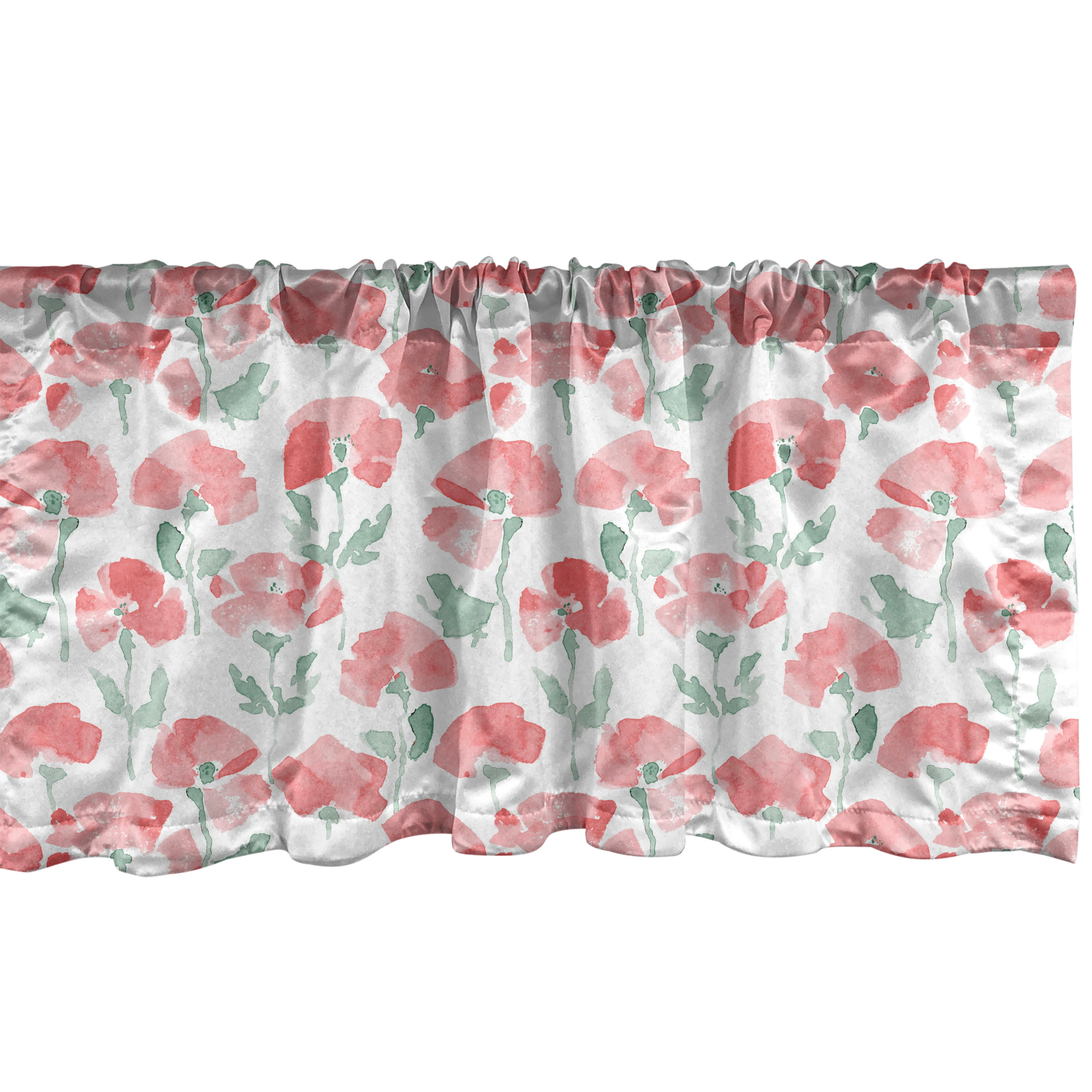 Ambesonne Floral Sateen Ruffled 54'' W Window Valance in