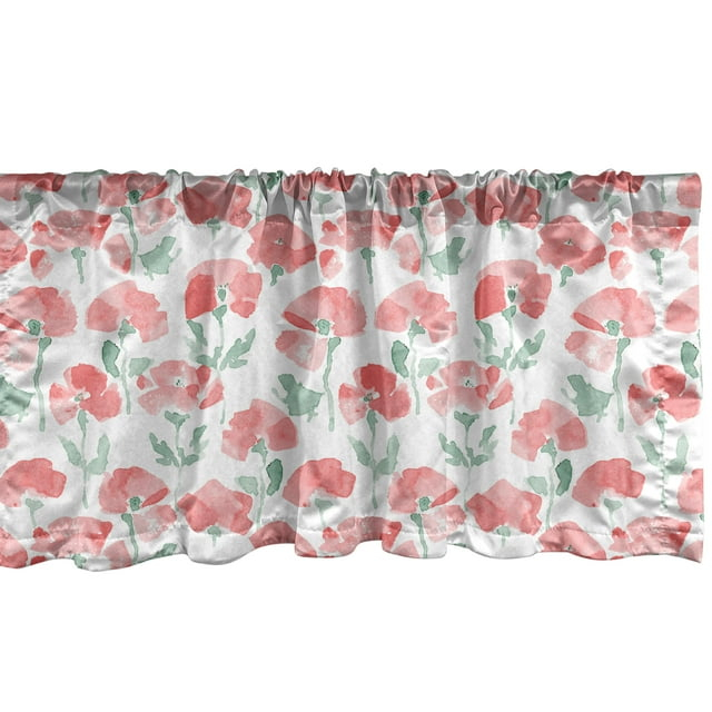 Ambesonne Floral Sateen Ruffled 54'' W Window Valance in