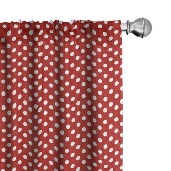 Ambesonne Retro Curtains, Polka Dots Circular Forms, Pair of 28"x63", Vermilion