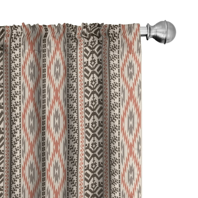 Ambesonne Southwestern Curtains, Native Art Borders, Pair of 28"x63", Multicolor
