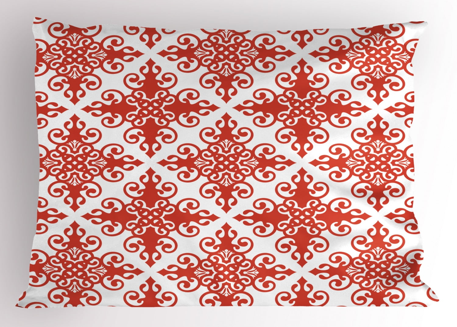 Ambesonne Valentine's Day Pillow Sham, Western Scroll Art, 36" X 20", White Red