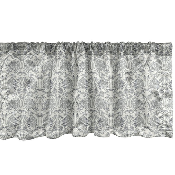 Ambesonne Floral Sateen Ruffled 54'' W Window Valance in