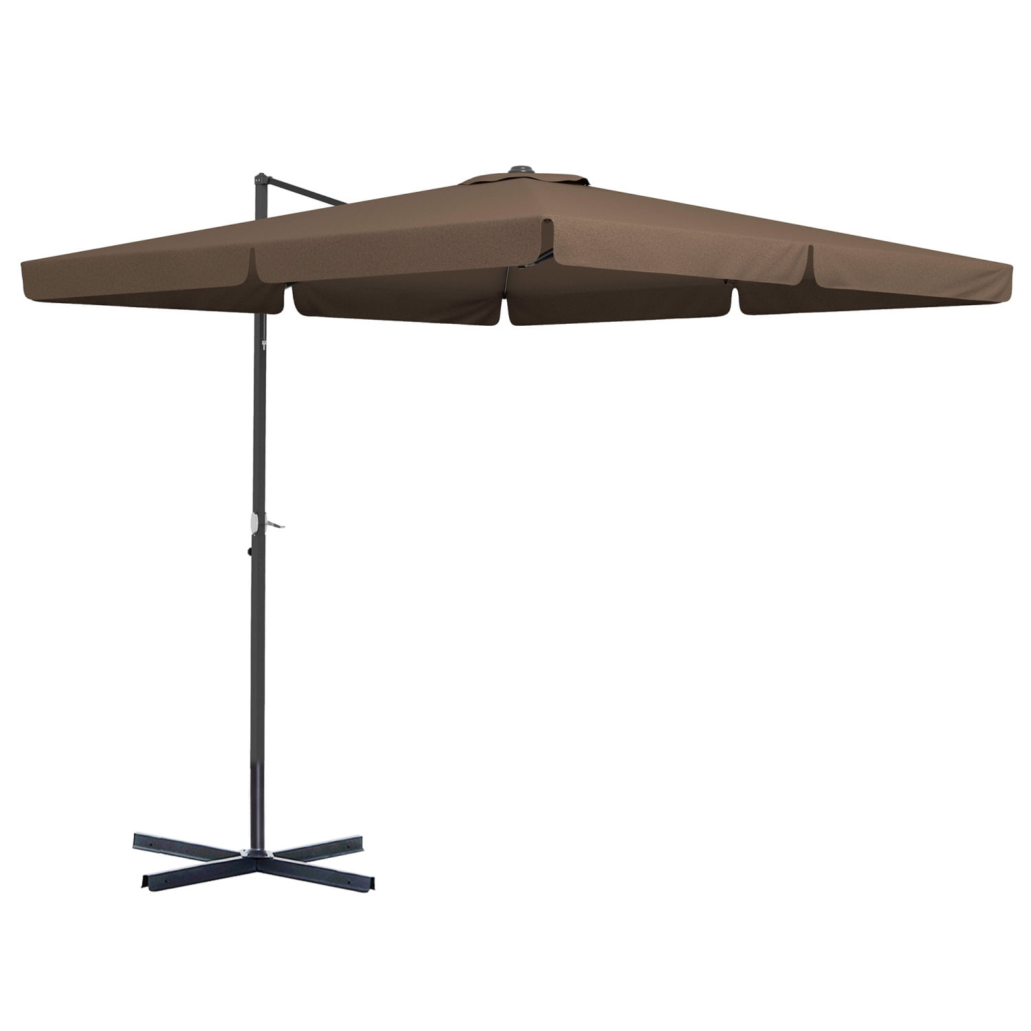 Brown Aluminum Cantilever Patio Umbrella with Tilt and Crank