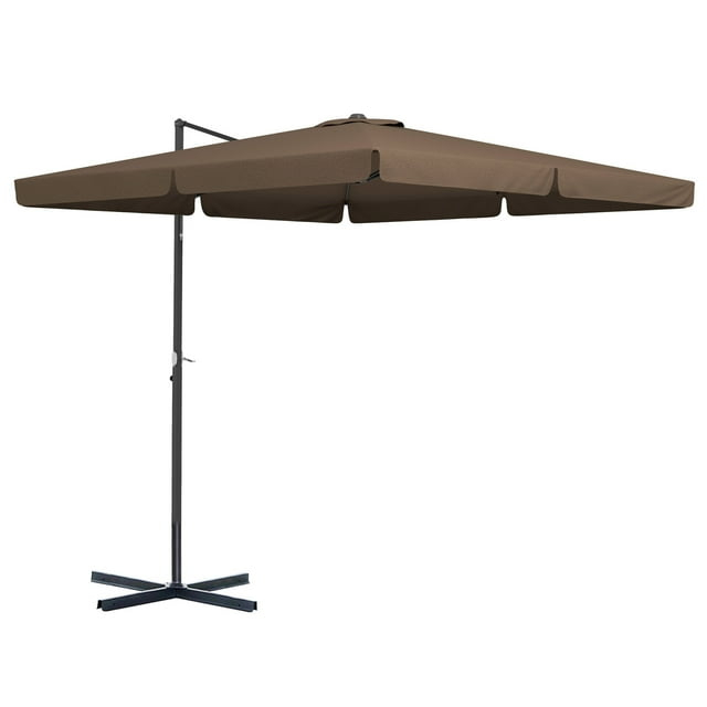 Brown Aluminum Cantilever Patio Umbrella with Tilt and Crank