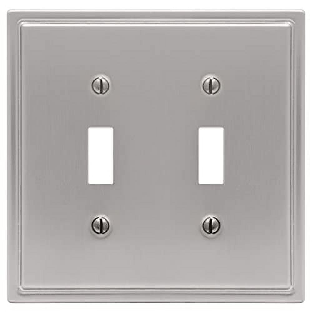 Amerelle 148TTBN Moderne Wallplate, 2 Toggle, Steel, Brushed Nickel, 1-Pack