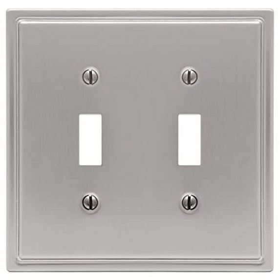 Amerelle 148TTBN Moderne Wallplate, 2 Toggle, Steel, Brushed Nickel, 1-Pack