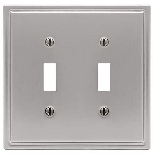 Amerelle 148TTBN Moderne Wallplate, 2 Toggle, Steel, Brushed Nickel, 1-Pack