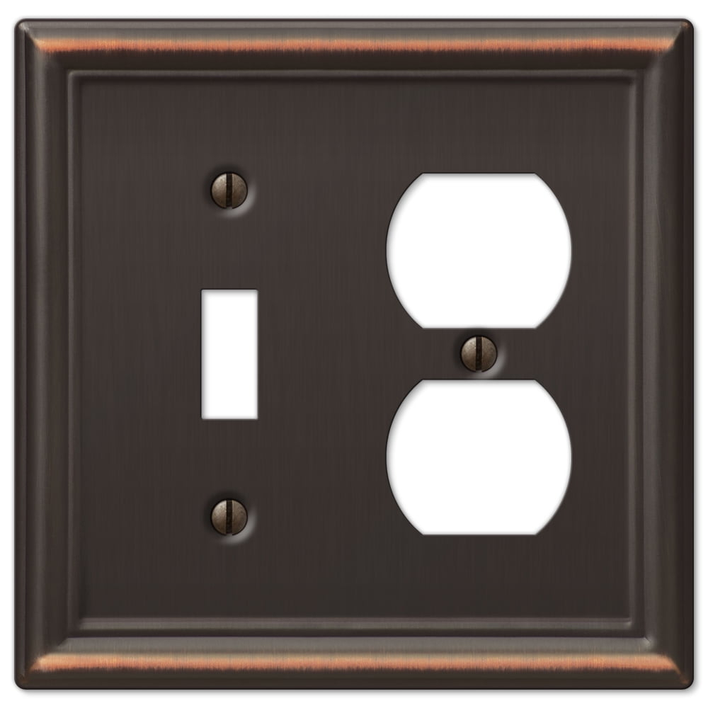 Amerelle 149TDDB Chelsea 5" Tall Wallplate, 1 Toggle / 1 Duplex, Steel, Aged Bronze, 1-Pack
