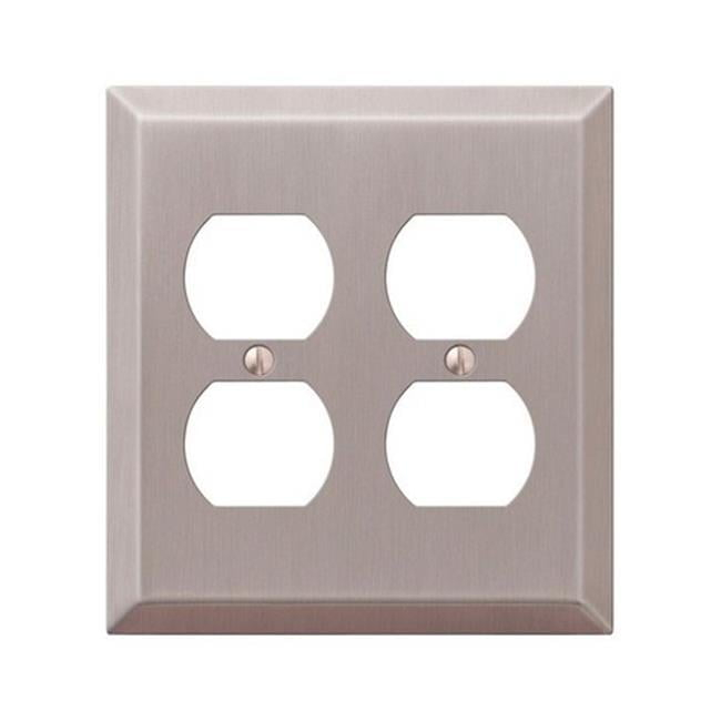 Amerelle Century Brushed Nickel 2 gang Stamped Steel Duplex Wall Plate 1 pk