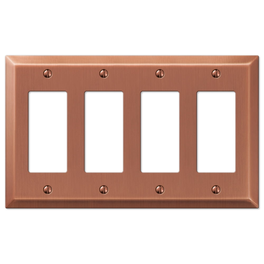 Amerelle 163R4AC Century Wallplate, 4 Rocker, Steel, Antique Copper, 1-Pack