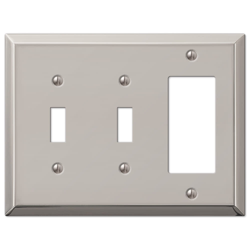 Amerelle 163TTRPN Century Wallplate, 2 Toggle, Steel, Polished Nickel, 1-Pack