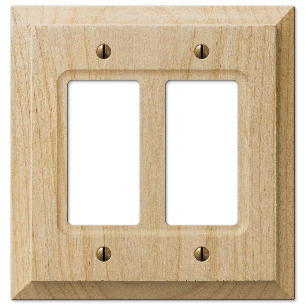 Amerelle 180RRR Baker Wallplate, 3 Rocker GFCI, Wood, Unfinished Wood, 1-Pack