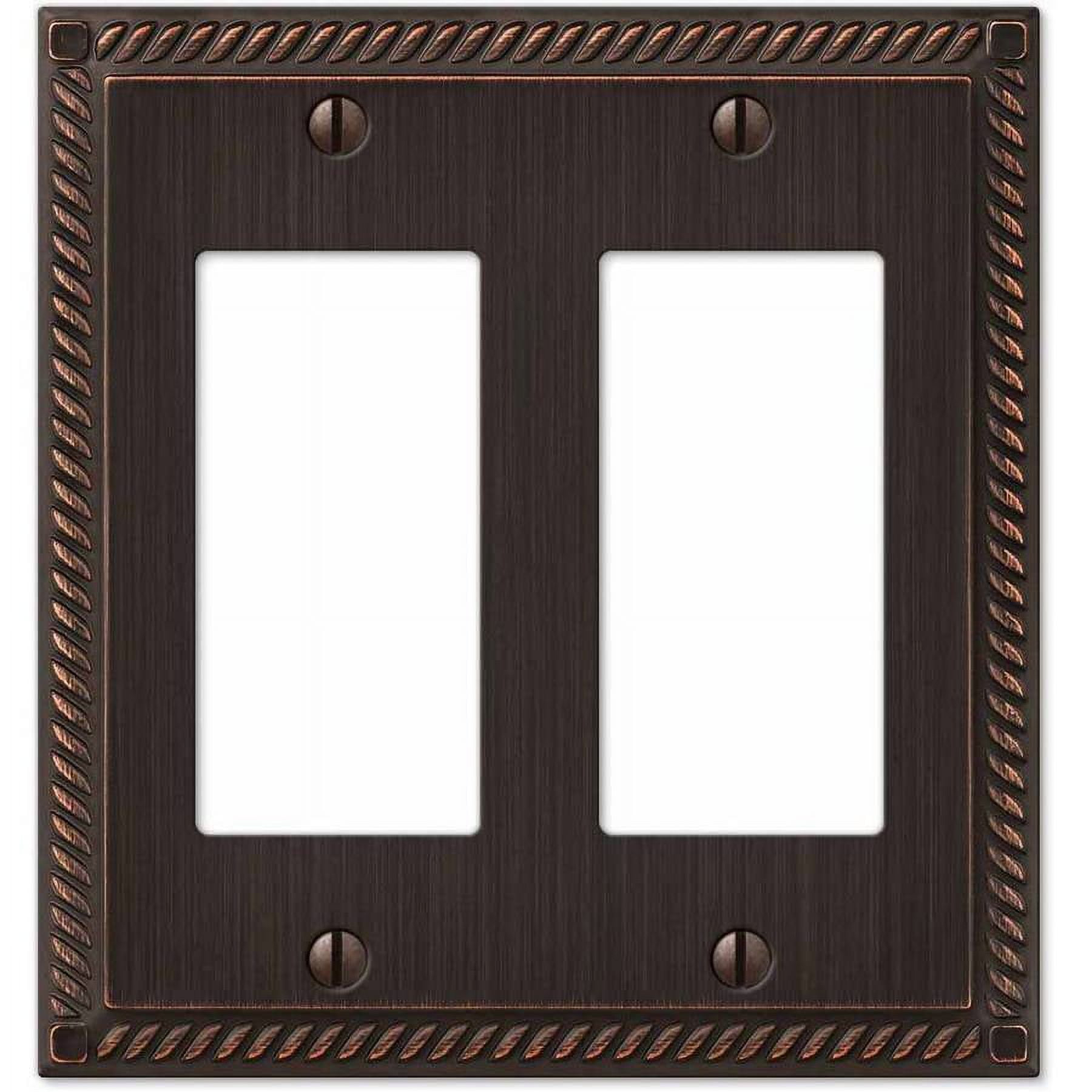 Amerelle 54RRVB Georgian Tumbled Wallplate, 2 Rocker, Cast Metal, Aged Bronze, 1-Pack
