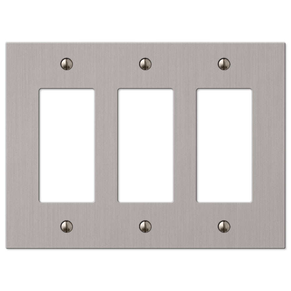 Amerelle 55RRRBN Elan Wallplate, 3 Rocker, Cast Metal, Brushed Nickel, 1-Pack