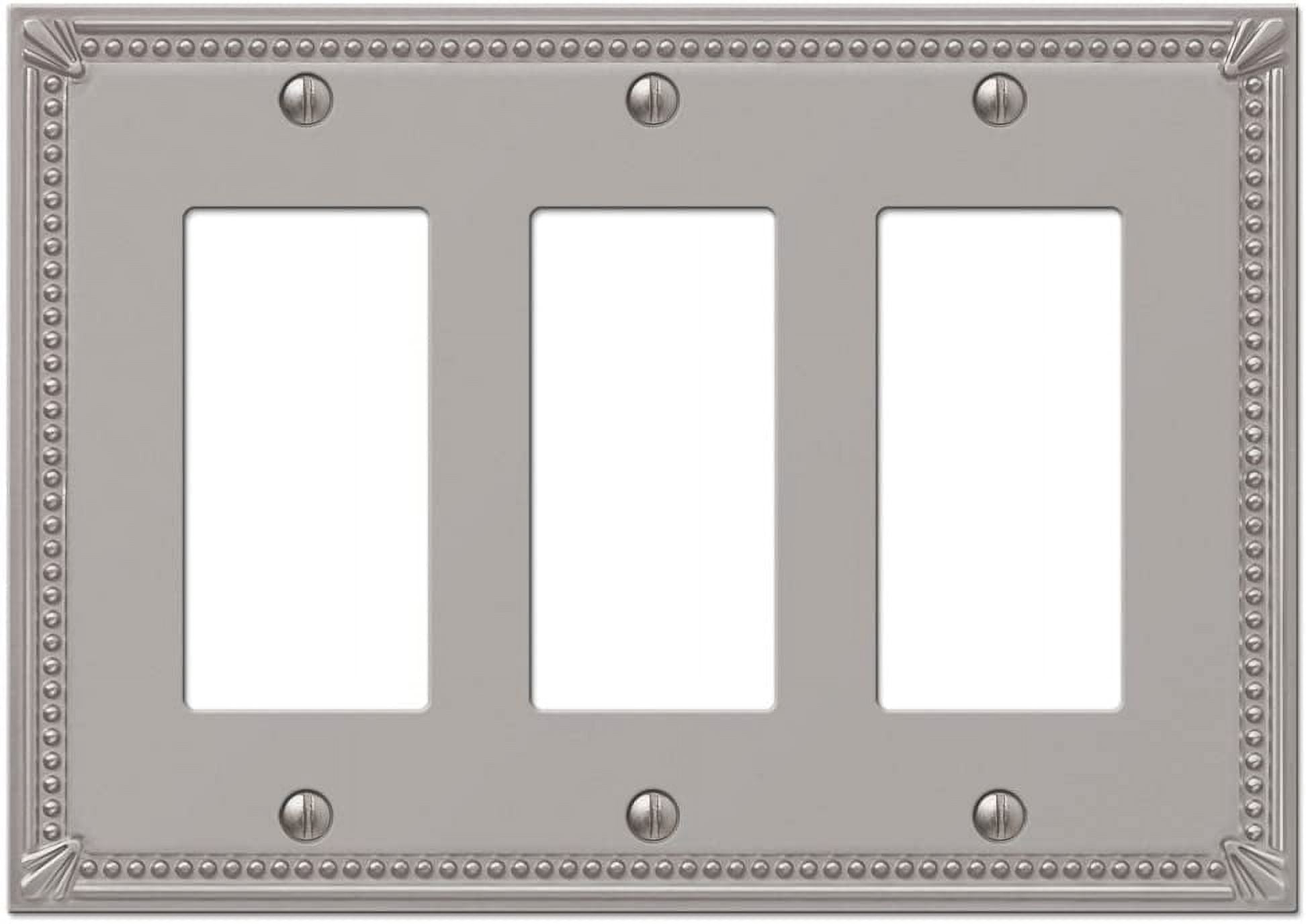 Amerelle 74RRRBN Moderne Wallplate 3 Rocker Cast Metal Brushed Nickel 1-Pack