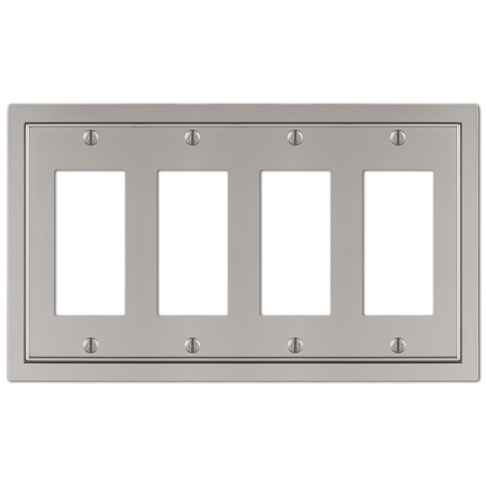 Amerelle 900R4N Shaker Wallplate, 4 Rocker, Cast Metal, Satin Nickel, 1-Pack