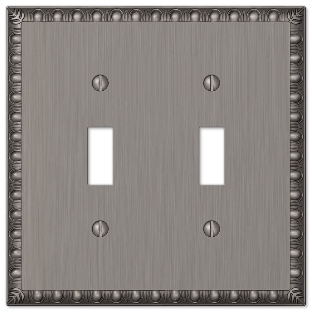 Amerelle 90TTAN Egg & Dart Wallplate, 2 Toggle, Cast Metal, Antique Nickel, 1-Pack